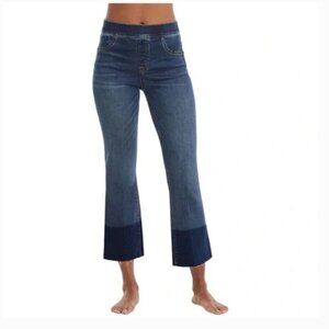 Spanx Two-Tone Raw Hem Cropped Flare Jeans - Size L